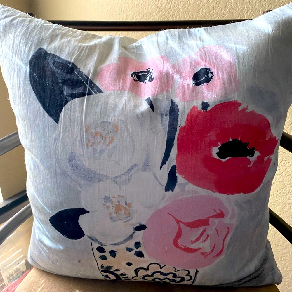 Kate Spade Brushstroke Garden White Peony Pillow
